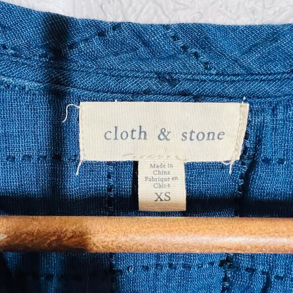 Cloth & Stone Chambray Sheath Dress Checkerboard Loose Fit Blue - XS - Picture 4 of 5